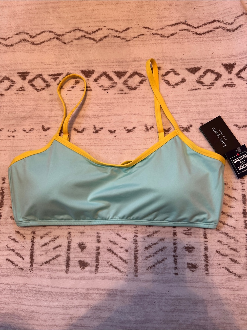 kate spade Mint Green and Yellow One-Piece Swim Top